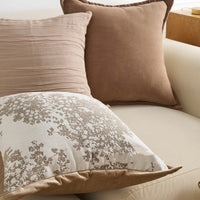 HKM-090323 French Vintage Style Polyester Cushion Pillow - Chenille, Mocha, Milk Tea, Brown, 45x45cm