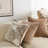 HKM-090323 French Vintage Style Polyester Cushion Pillow - Chenille, Mocha, Milk Tea, Brown, 45x45cm