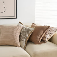 HKM-090323 French Vintage Style Polyester Cushion Pillow - Chenille, Mocha, Milk Tea, Brown, 45x45cm