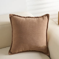 HKM-090323 French Vintage Style Polyester Cushion Pillow - Chenille, Mocha, Milk Tea, Brown, 45x45cm