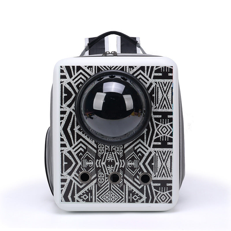 HKM-090387 Portable Space Capsule Pet Carrier for Cats and Small Dogs, Large Capacity, Medium-Hard PC and Oxford Cloth Design, 32x17x42cm