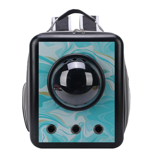 HKM-090387 Portable Space Capsule Pet Carrier for Cats and Small Dogs, Large Capacity, Medium-Hard PC and Oxford Cloth Design, 32x17x42cm