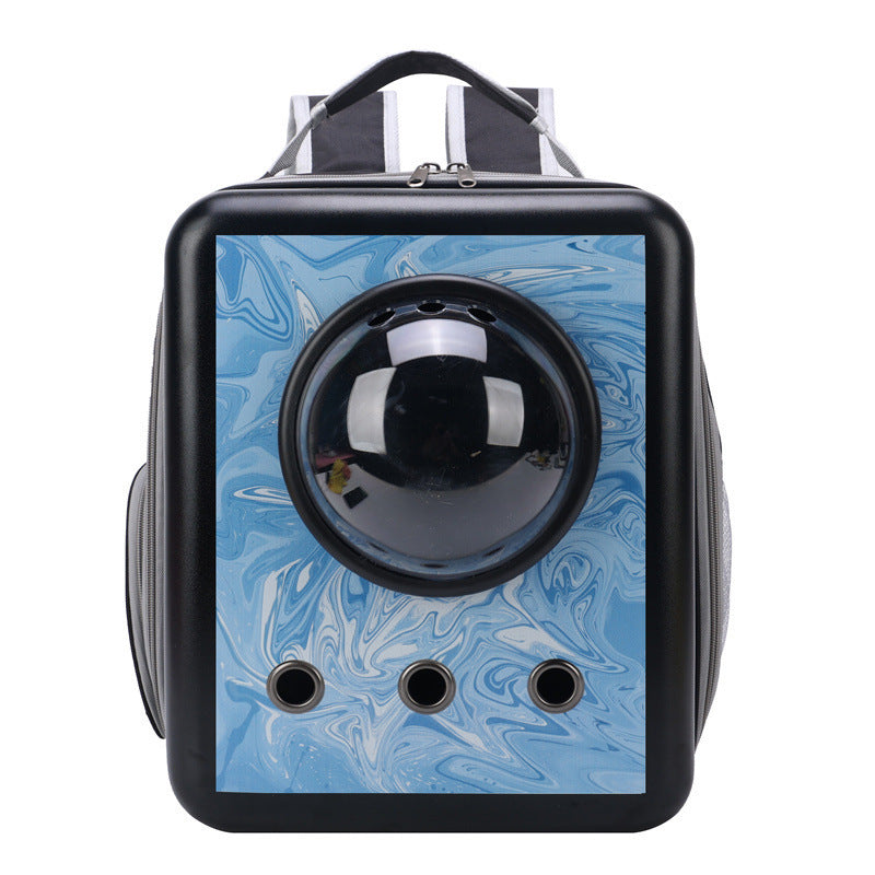 HKM-090387 Portable Space Capsule Pet Carrier for Cats and Small Dogs, Large Capacity, Medium-Hard PC and Oxford Cloth Design, 32x17x42cm
