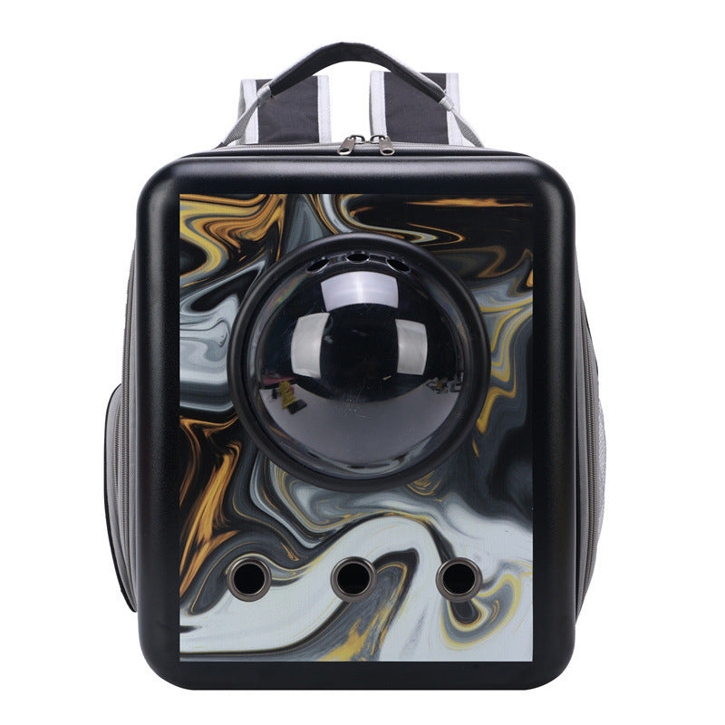 HKM-090387 Portable Space Capsule Pet Carrier for Cats and Small Dogs, Large Capacity, Medium-Hard PC and Oxford Cloth Design, 32x17x42cm
