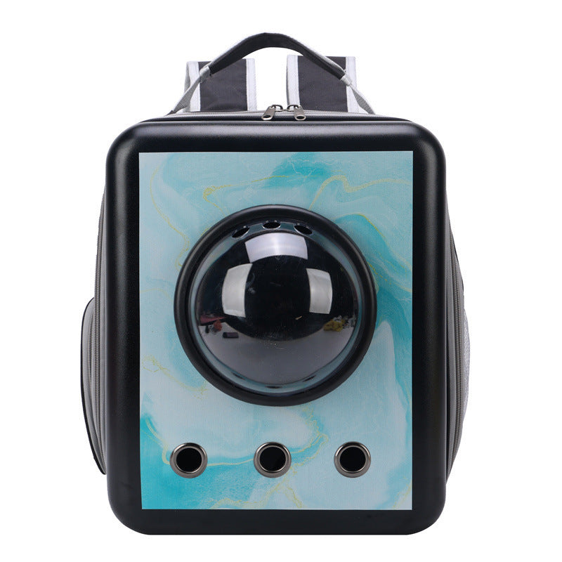 HKM-090387 Portable Space Capsule Pet Carrier for Cats and Small Dogs, Large Capacity, Medium-Hard PC and Oxford Cloth Design, 32x17x42cm