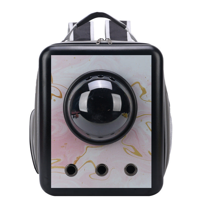 HKM-090387 Portable Space Capsule Pet Carrier for Cats and Small Dogs, Large Capacity, Medium-Hard PC and Oxford Cloth Design, 32x17x42cm