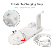 HKM-090387 Three-in-One Wireless Charger with 360° Rotating Cradle for Smartphones, Smartwatches, and Earbuds - Fast Charging Station