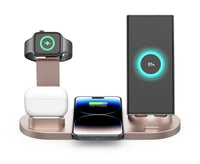 HKM-090387 Three-in-One Wireless Charger with 360° Rotating Cradle for Smartphones, Smartwatches, and Earbuds - Fast Charging Station