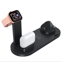 HKM-090387 Three-in-One Wireless Charger with 360° Rotating Cradle for Smartphones, Smartwatches, and Earbuds - Fast Charging Station