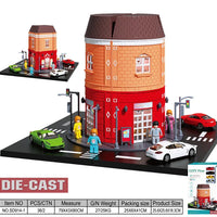 HKM-090451 Creative Urban Micro Landscape Parking Lot Toy Set with Diecast Car Vehicles