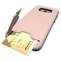 HKM-090451 Samsung S8 Plus Card Pocket TPU+PC Back Cover Case in Solid Color