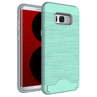 HKM-090451 Samsung S8 Plus Card Pocket TPU+PC Back Cover Case in Solid Color
