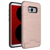 HKM-090451 Samsung S8 Plus Card Pocket TPU+PC Back Cover Case in Solid Color