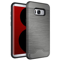 HKM-090451 Samsung S8 Plus Card Pocket TPU+PC Back Cover Case in Solid Color