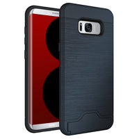 HKM-090451 Samsung S8 Plus Card Pocket TPU+PC Back Cover Case in Solid Color
