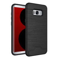 HKM-090451 Samsung S8 Plus Card Pocket TPU+PC Back Cover Case in Solid Color