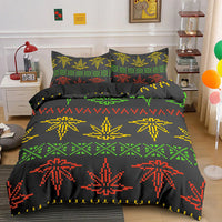 HKM-090515 Colorful Psychedelic Weed Leaf Bedding Set in Various Sizes - Modern Quilted Design, Digital Print