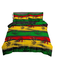 HKM-090515 Colorful Psychedelic Weed Leaf Bedding Set in Various Sizes - Modern Quilted Design, Digital Print