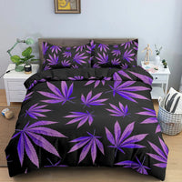 HKM-090515 Colorful Psychedelic Weed Leaf Bedding Set in Various Sizes - Modern Quilted Design, Digital Print