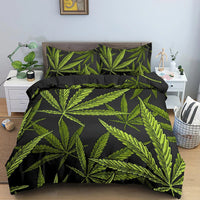 HKM-090515 Colorful Psychedelic Weed Leaf Bedding Set in Various Sizes - Modern Quilted Design, Digital Print