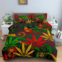 HKM-090515 Colorful Psychedelic Weed Leaf Bedding Set in Various Sizes - Modern Quilted Design, Digital Print