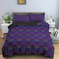 HKM-090515 Colorful Psychedelic Weed Leaf Bedding Set in Various Sizes - Modern Quilted Design, Digital Print