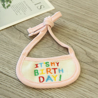 HKM-090515 Hand-Woven Birthday Bib for Cats and Dogs - Available in Pink and Blue, Small and Large Sizes