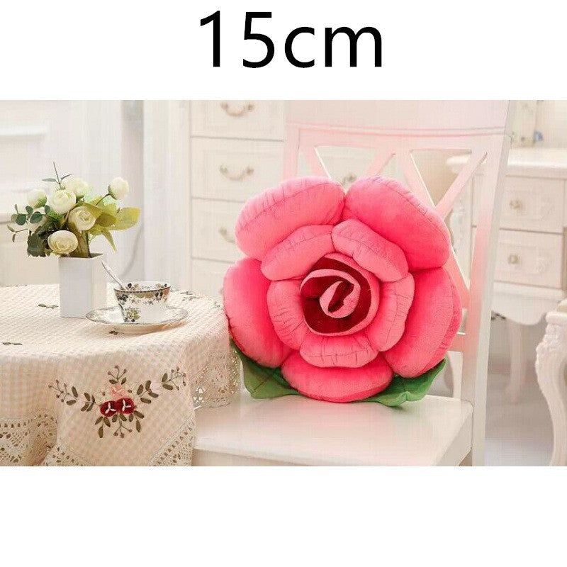 HKM-090643 Romantic Rose Plush Pillow - Soft Short Plush with PP Cotton Filling