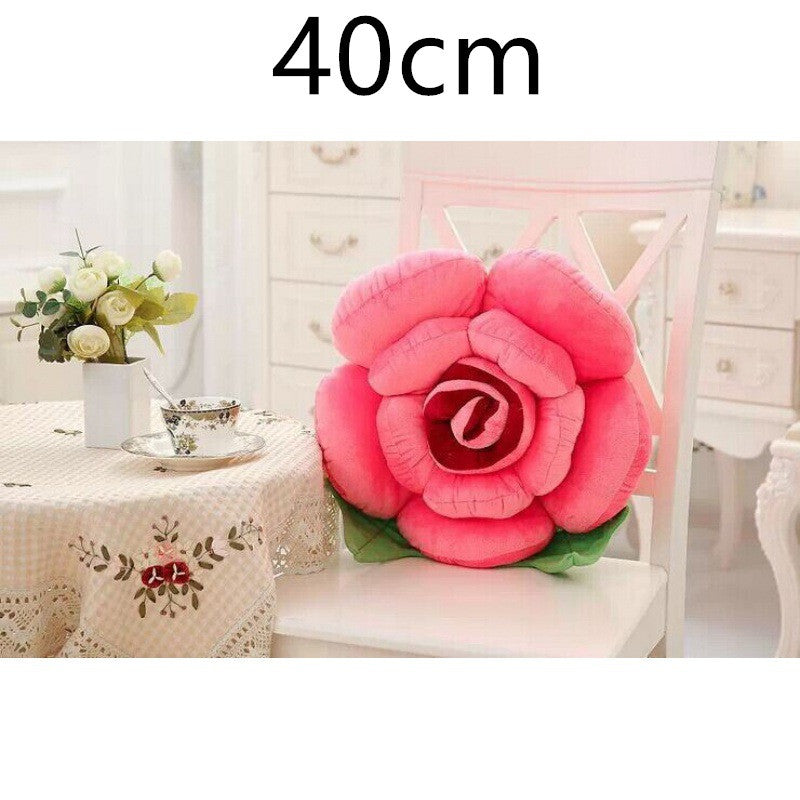 HKM-090643 Romantic Rose Plush Pillow - Soft Short Plush with PP Cotton Filling