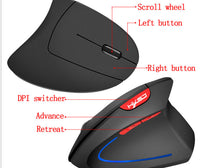 HKM-090707 Wireless Vertical Ergonomic Gaming Mouse T22 - Rechargeable Bluetooth Photoelectric Mouse with 2400 DPI