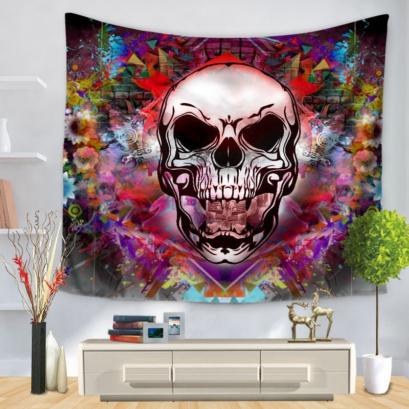 HKM-090899 Skull-Themed Halloween Tapestry Tablecloth and Beach Towel