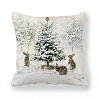 HKM-091027 Nordic Animal Vintage Linen Pillowcase – 45x45cm Home Sofa Cushion