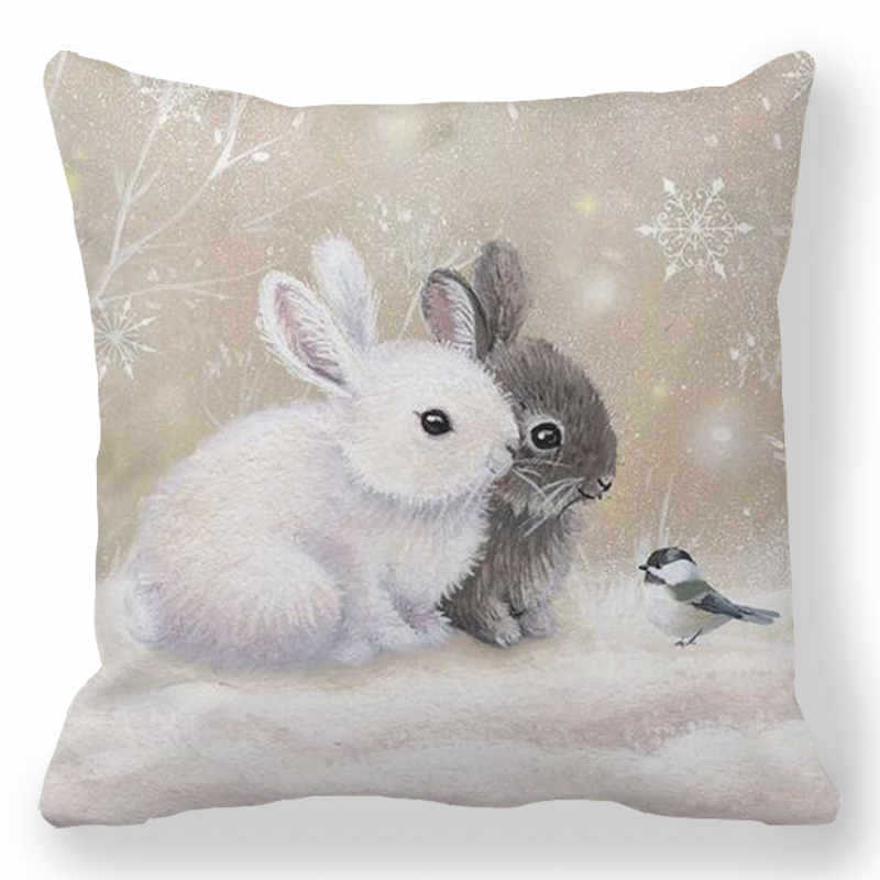HKM-091027 Nordic Animal Vintage Linen Pillowcase – 45x45cm Home Sofa Cushion