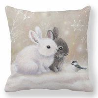HKM-091027 Nordic Animal Vintage Linen Pillowcase – 45x45cm Home Sofa Cushion