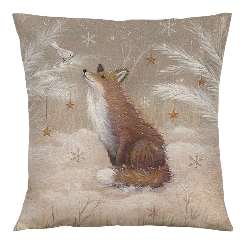 HKM-091027 Nordic Animal Vintage Linen Pillowcase – 45x45cm Home Sofa Cushion