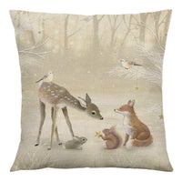 HKM-091027 Nordic Animal Vintage Linen Pillowcase – 45x45cm Home Sofa Cushion