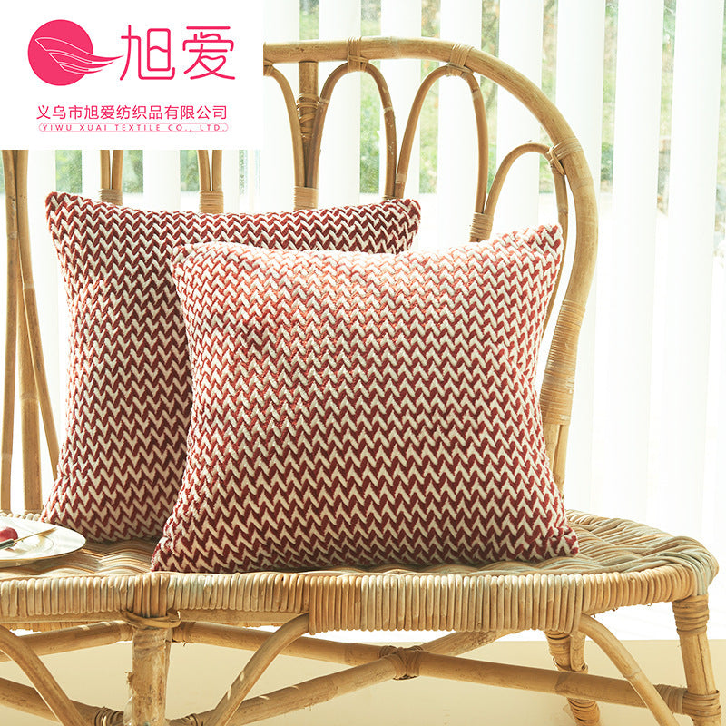 HKM-091155 Herringbone Double-Sided Plush Cushion for Car and Sofa - Black, Wine Red, Gray, Coffee, Milk Tea