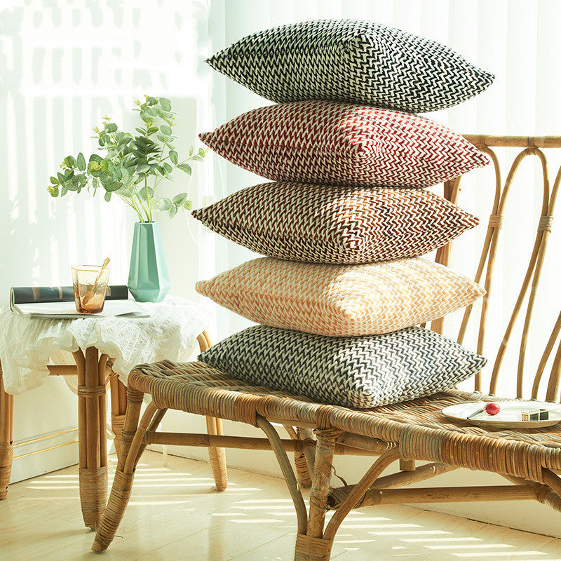 HKM-091155 Herringbone Double-Sided Plush Cushion for Car and Sofa - Black, Wine Red, Gray, Coffee, Milk Tea