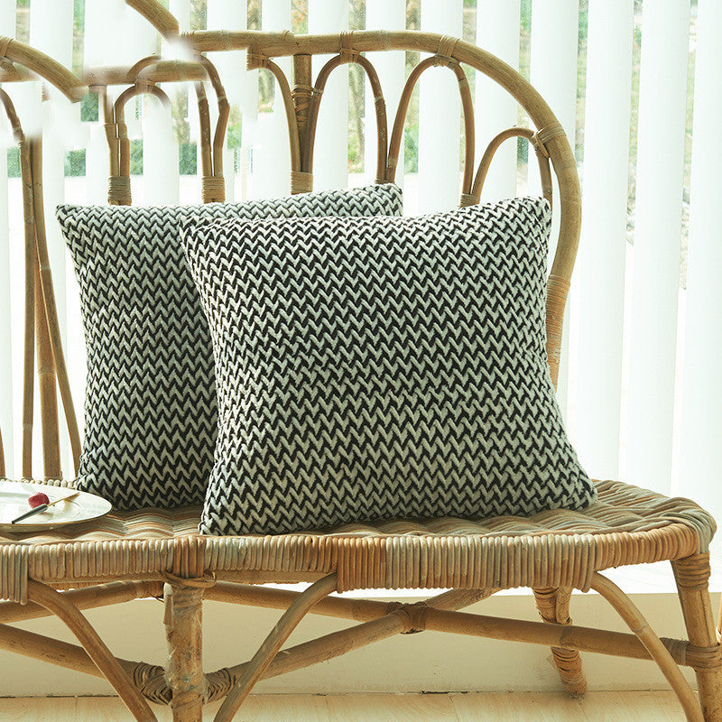 HKM-091155 Herringbone Double-Sided Plush Cushion for Car and Sofa - Black, Wine Red, Gray, Coffee, Milk Tea