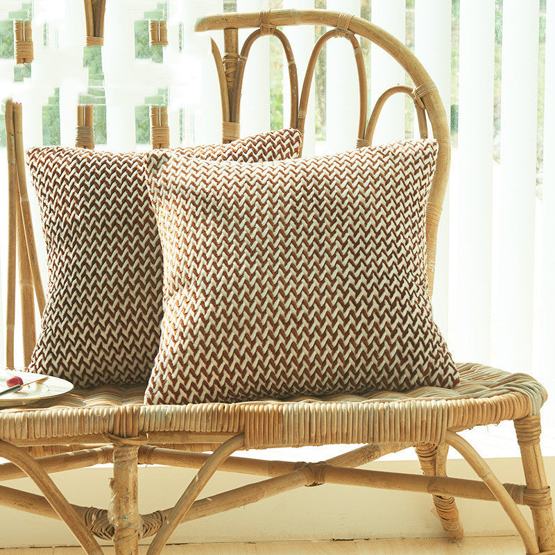 HKM-091155 Herringbone Double-Sided Plush Cushion for Car and Sofa - Black, Wine Red, Gray, Coffee, Milk Tea