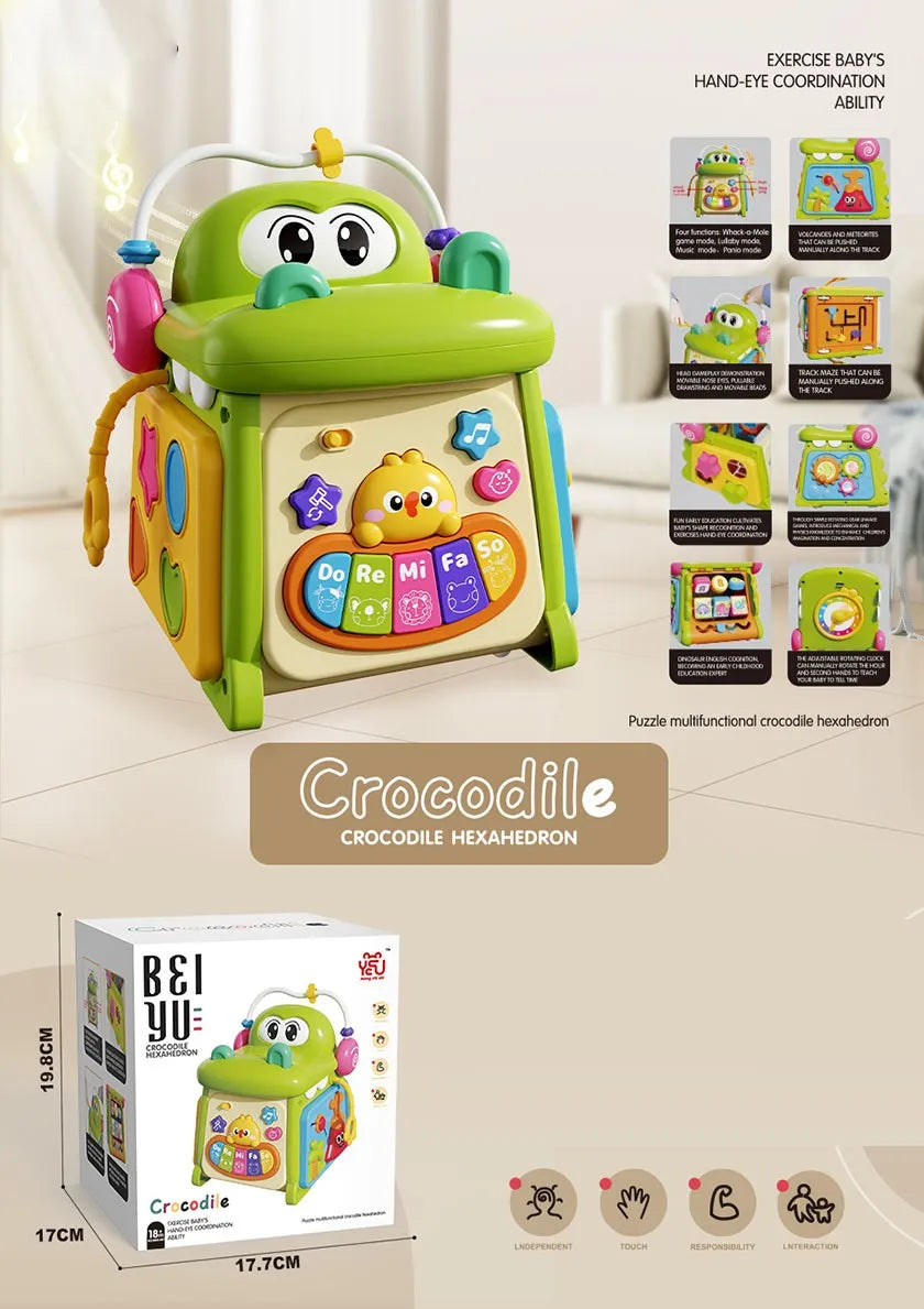 HKM-091155 Multi-Functional Montessori Educational Crocodile Drum Toy for Babies and Toddlers