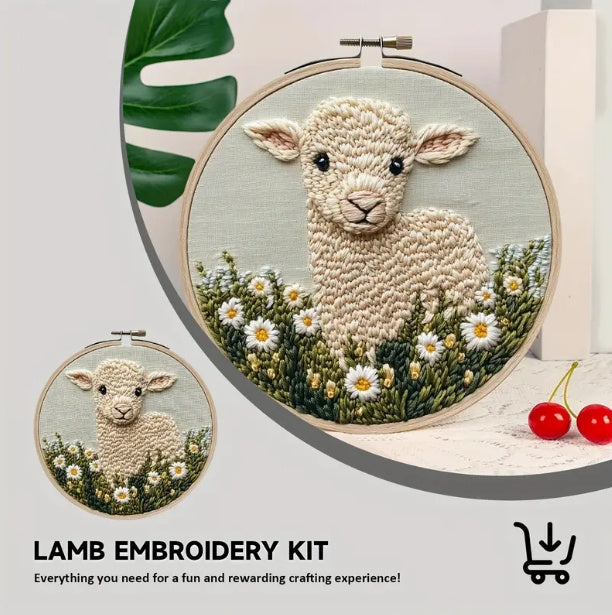 HKM-091283 Cute Cartoon Sheep Embroidery Craft Set for Creative Gift Ideas