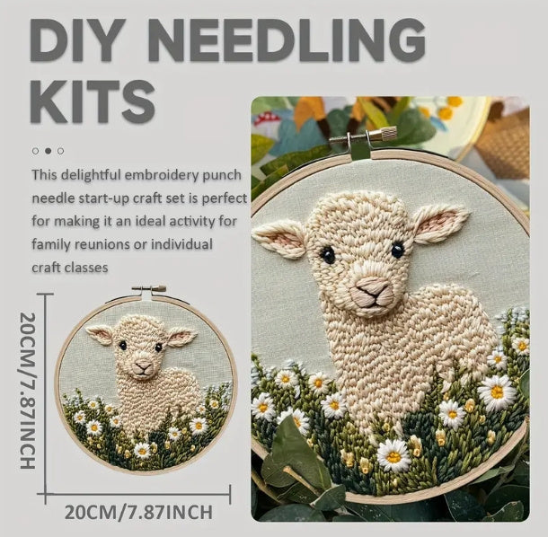 HKM-091283 Cute Cartoon Sheep Embroidery Craft Set for Creative Gift Ideas