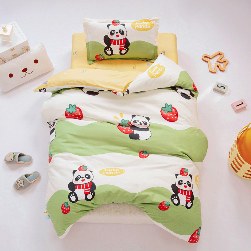 HKM-091347 Pure Cotton Children's Six-Piece Bedding Set with Duvet, Cushion, and Pillow Cores