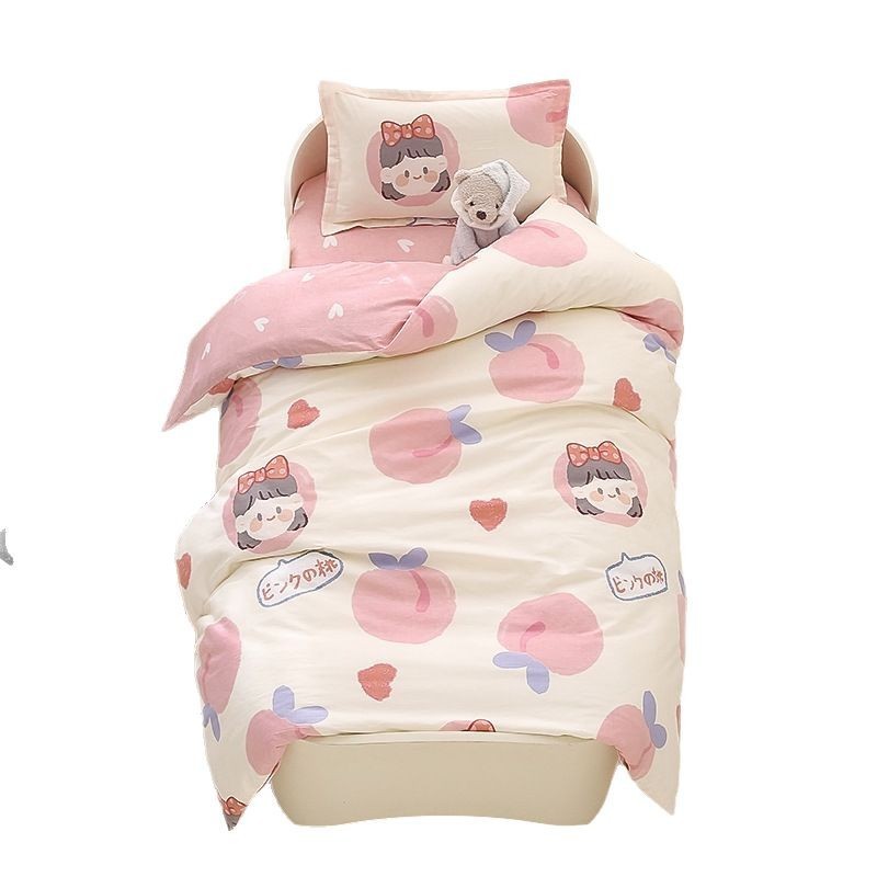 HKM-091347 Pure Cotton Children's Six-Piece Bedding Set with Duvet, Cushion, and Pillow Cores