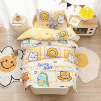 HKM-091347 Pure Cotton Children's Six-Piece Bedding Set with Duvet, Cushion, and Pillow Cores