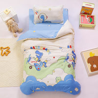 HKM-091347 Pure Cotton Children's Six-Piece Bedding Set with Duvet, Cushion, and Pillow Cores