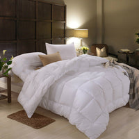 HKM-091347 Thick Warm Breathable Winter Quilt in Solid White Cotton and Polyester Fiber