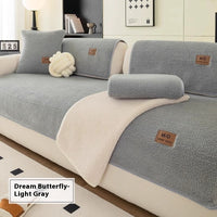 HKM-091411 Lambswool Solid Color Non-Slip Sofa Cushion Covers in Various Sizes