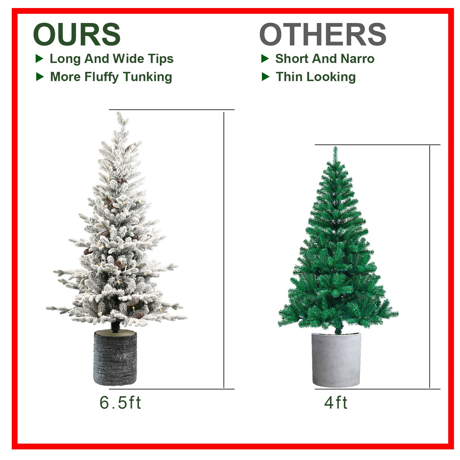 HKM-091475 Pre-lit Flocked Mini Tabletop Christmas Tree with LED Lights in Various Heights for Indoor and Outdoor Décor
